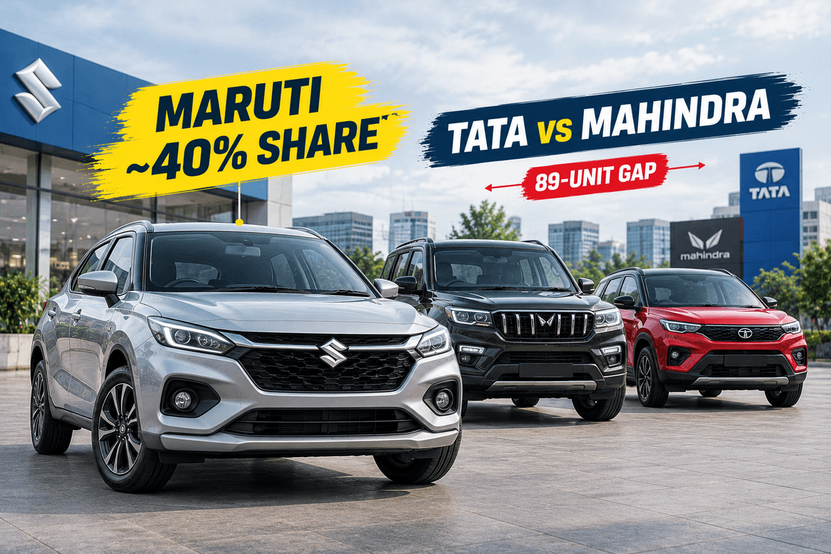 Maruti Reclaims 40% Share, Tata Surges Past Mahindra: India's Auto Market Heats Up